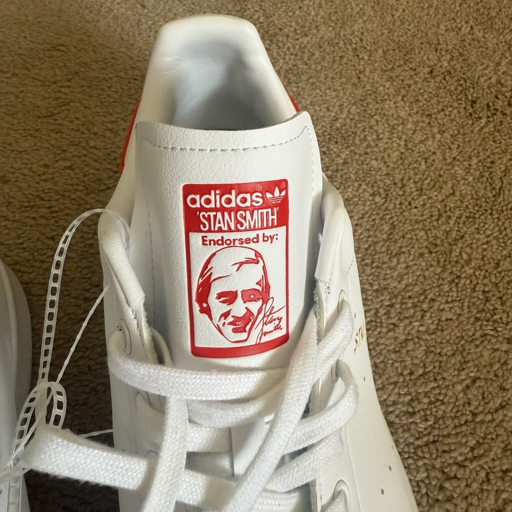 Adidas Stan Smith White and Red Sneakers